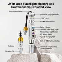 Lampe torche d'inspection en alliage d'aluminium rechargeable Type-C 5W XPG à lumière blanche et jaune pour l'identification des pierres précieuses de jade JY39-3-4