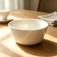 Ensemble de bols en céramique de style Japandi blancs, empilables, compatibles lave-vaisselle, sans plomb, faits à la main, pour salade