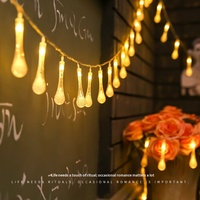 Guirlandes lumineuses solaires rechargeables à LED blanc chaud en forme de goutte d'eau, 8 modes, intérieur/extérieur, jardin, décoration de fête de Noël