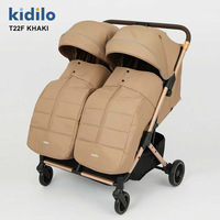 Poussette double pour bébés Kidilo, châssis en alliage d'aluminium, poussette double avec capote complète, inclinable, siège et position allongée, poussette chariot pour tout-petits
