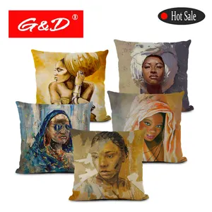 غطاء وسادة للنساء من G&D برسومات فنية وثقافية إفريقية غطاء وسادة من الكتان برسومات مائية للرقص الإفريقي للسيدات