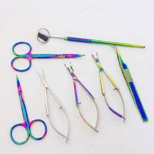 High Quality Stainless Steel Rainbow Color Nail Micro Scissors Pointed Tip Right-Handed Straight Blade Battery <b>Powered</b> Scissors - Product Image 1
