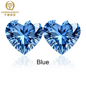 Moissanite bleue <span class=keywords><strong>de</strong></span> qualité supérieure, taille cœur, clarté VVS, certificat GRA, testée au diamant <span class=keywords><strong>testeur</strong></span>, <span class=keywords><strong>meilleur</strong></span> prix - Product Image 1