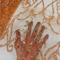 Séquence de zèle tissu de dentelle perlée à la main largeur personnalisée broderie Sinya avec paillettes Designer Style mariage de mariée nigérian
