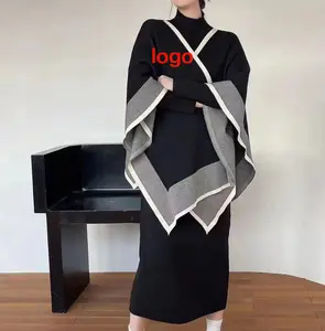 Droma 2024 autumn new design luxury logo print double g fashion elegant knitted sets women with big shawl