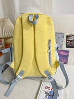 Sac à dos étudiant OEM/ODM style crème color-block avec fermeture éclair, polyvalent, tendance japonaise, mignon, pour femme, pour ordinateur portable, motif dessin animé
