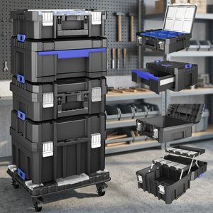 Airaj 5-Tier Stackable <b>Plastic</b> Tool Box Wheels <b>Drawers</b> Modular Design Transparent Parts Box Large Capacity Model 505 - Product Image 3
