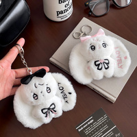 Porte-clés en peluche lapin moelleux personnalisé OEM/ODM - Nœuds et couleurs personnalisables, porte-clés lapin en peluche personnalisé pour cadeaux