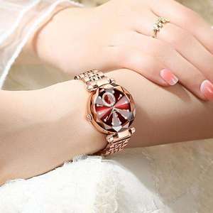BINBOND B188 188 Montre de luxe haut de gamme en acier inoxydable, bracelet en cuir véritable, montres étanches pour femmes, montre de mode décontractée pour femmes - Product Image 5