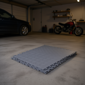 Dalles de sol de garage emboîtables, lot de 8, 20,2 x 20,2 x 0,2 cm, motif losanges, PVC gris graphite, revêtement de sol modulaire pour usage intérieur - Product Image 2