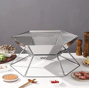 Modern Outdoor Camping Stainless Steel BBQ Firewood <b>Stove</b> Hexagonal Fire Pit Folding Portable Grill - Product Image 2