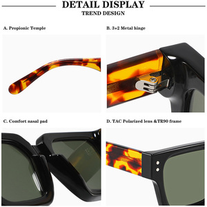 Nouvelles lunettes de soleil carrées unisexes, monture TR90, verres polarisés TAC, protection UV400, pour le soleil, les voyages, la conduite, la mode - Product Image 1