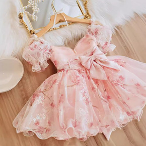 strapless open back dress Cute Blue Butterfly Pageant Dress Toddler First Birthday Party Princess Dress main image 0