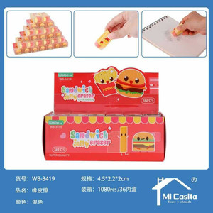 Cartone animato stile Sandwich gelatina gomme 1080 pezzi Per scatola carino in gomma cancelleria scuola con cibo e borsa modello Per il commercio all'ingrosso - Product Image 1