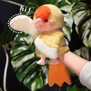 Oiseau <span class=keywords><strong>perroquet</strong></span> marionnette à main jouet animaux en peluche jouets en peluche poupée de chiffon ventriloquie avec grande bouche cadeau d'anniversaire de petite fille enfants - Product Image 6