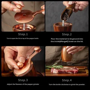 <span class=keywords><strong>Moulin</strong></span> à <span class=keywords><strong>poivre</strong></span> vertical en gros-Outil de cuisine réglable à <span class=keywords><strong>manivelle</strong></span> pour moudre le sel, le <span class=keywords><strong>poivre</strong></span> et les épices - Product Image 6