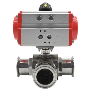 JTAIV Acero Inoxidable 316 Grado Alimenticio, Válvula de Bola Sanitaria de 3 Vías T/L de Acción Simple, Tri-Clamp OEM - Product Image 1