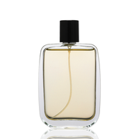 En stock – Flacon de parfum rectangulaire en verre transparent de luxe 30ml/50ml/100ml avec pompe pulvérisatrice en aluminium et sérigraphie pour sérum de soin et parfum