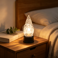 Bougie LED sans flamme à piles, lampe à lumière blanche chaude vacillante en forme de flamme de cristal, décoration de table