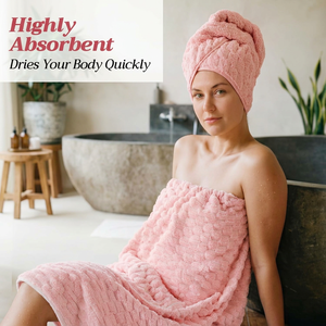 Premium Soft Terry <b>Towel</b> Dress for Women with Pocket and <b>Hair</b> <b>Towel</b> <b>Wrap</b> Set for Bath Spa and Relaxation - Product Image 3
