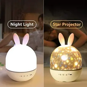 Plug-in LED lapin projection led veilleuse projecteur d'étoiles veilleuse avec 6 motifs de projection