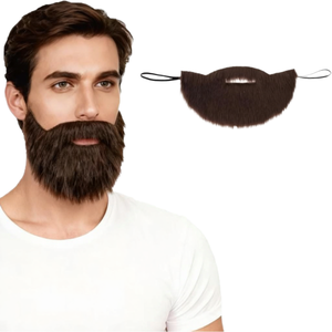Barbe et moustache artificielles courtes en peluche pour homme – Accessoire de costume d'Halloween, de pirate, de viking, de nain, pour cosplay, fête, scène ou théâtre - Product Image 1