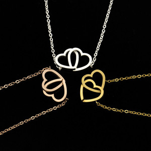 สร้อยข้อมือหัวใจคู่สร้อยข้อมือคู่รักสแตนเลสสตีลสร้อยข้อมือเงินสีทองสำหรับผู้หญิง516 uionen - Product Image 3