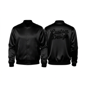Unisex Blue Eco-friendly Polyester Varsity Jacket Regular Fit HIGH STREET Style Stand Collar <b>Covered</b> <b>Button</b> Closure Windproof - Product Image 1