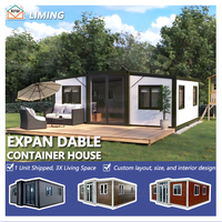 Villa Pequeña Prefabricada de Doble Ala, Plegable y Telescópica, Contenedor de Acero Expandible y Transportable para Oficina