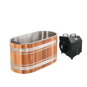Baignoire de plongeon froid en bois de cèdre rouge pour une personne, avec système de refroidissement, pour la récupération des athlètes. - Product Image 1