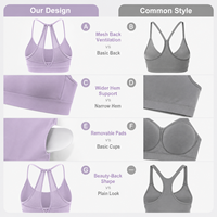 Custom Logo Mesh Back Sports Bra Women Wholesale, Removable Pads Medium Support Yoga Running Fitness Workout Bra OEM