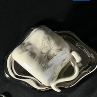 Taza con Asa de Mariposa, Taza de Café de Alta Gama, Taza con Diseño Floral, Color Minoritario, Taza para la Tarde
