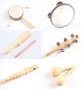 Ensembles d'instruments de musique Orff en bois en gros, jouets d'éveil musical pour bébés, castagnettes et tambourins - Product Image 6