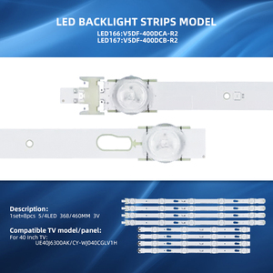 Tiras LED para <span class=keywords><strong>TV</strong></span> de <span class=keywords><strong>40</strong></span> <span class=keywords><strong>Pulgadas</strong></span> <span class=keywords><strong>Smart</strong></span> <span class=keywords><strong>TV</strong></span> UE40J6300A UE40J6300 UE40J6370 UE40J6350 CY-WJ040CGLV1H V5DF-400DCA-R2 B 828MM 3V 9LED - Product Image 2
