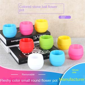 Design moderne <span class=keywords><strong>Petit</strong></span> pot de fleurs en plastique Plante succulente Multicolore Collocation gratuite Boule de pierre Usine Vente en gros Lot de jardinières - Product Image 2