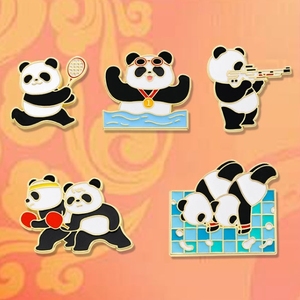Juegos chinos Panda broche Tenis de Mesa insignia de buceo lindo Animal tiro natación conmemorativa deportes insignia - Product Image 3