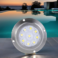 Projecteur LED HUAXIA 12V en résine, acier inoxydable 316, étanche IP68, blanc chaud 3500K, pour piscine et applications marines, angle de faisceau 120°, 252 LED