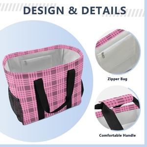 Oversize Portable Clothes Storage Basket Beach Bag Hawaiian Pink Palaka <b>Sublimation</b> Print Dust Bag Custom Laundry Basket - Product Image 4