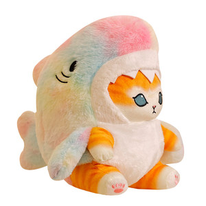 JOSON Peluche Squalo Gatto 50 Cm - Cuscino Morbido A Forma Di Squalo Con Coda, Simpatico Regalo Per Bambini E Ragazze, Decorazione Cameretta - 2