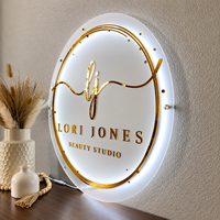 Enseigne murale personnalisée en métal rétroéclairée par LED, logo circulaire, signalétique murale 3D en acrylique pour salon de beauté, spa, réception, fournisseur en gros