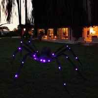 Décoration d'Halloween : Araignée Lumineuse en Peluche avec Lumière Diurne 6000K à Intensité Réglable pour Scène d'Horreur, Accessoire de Maison Hantée Extérieure