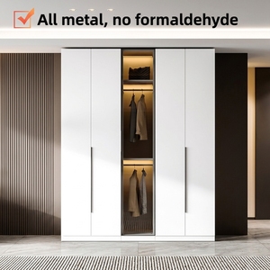 <span class=keywords><strong>Armadio</strong></span> Moderno in Acciaio con Ante a Battente, Zero Formaldeide, Guardaroba in Metallo per Camera da Letto, <span class=keywords><strong>Armadio</strong></span> Robusto in Acciaio <span class=keywords><strong>Bianco</strong></span> per Arredamento Casa - Product Image 2