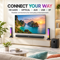 Barre de son 5.1 canaux 320W Dolby Atmos pour système home cinéma avec design détachable, éclairage RGB et contrôle par application