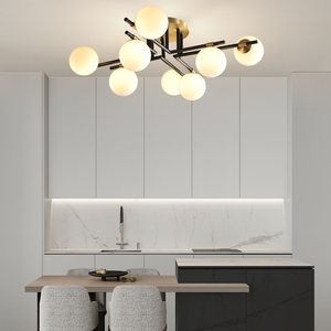 Lampadario <span class=keywords><strong>a</strong></span> Soffitto Moderno in Vetro Stile Americano Retrò, Lampada <span class=keywords><strong>a</strong></span> <span class=keywords><strong>Sospensione</strong></span> LED in Ottone Massiccio <span class=keywords><strong>per</strong></span> Sala da Pranzo e <span class=keywords><strong>Soggiorno</strong></span> - Product Image 6