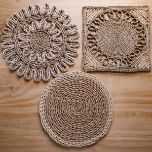 Hand-Woven Seagrass <strong>Table</strong> Placemats and Drink Food Storage <strong>Basket</strong> for Home or Restaurant Use - Product Image 2