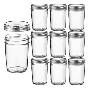 Wholesale Glass Mason Jar 8oz 240ml Clear Wide Mouth Food Storage Jar For Canning With Lid