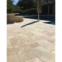 Großhandel Naturstein Schwimmbad-Fliesen Travertin Pflastersteine Outdoor Beige Travertin Deck Poolrand-Fliesen Pflasterplatten