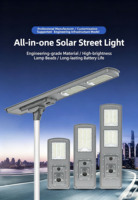 Lampadaire solaire intégré tout-en-un 500W, IP65 étanche, haute luminosité, lampe LED extérieure commerciale pour routes