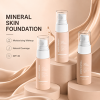 Stock disponible, OEM ODM, logo personnalisé, fond de teint liquide minéral 6 teintes, SPF30, couvrance lisse, prix de gros, approvisionnement en vrac, maquillage pour le visage