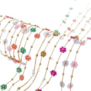 طقم مجوهرات بوهيمي متعدد الألوان مكون من قلادة وسوار مزين بالخرز على شكل زهرة الشمس للفتيات - Product Image 5